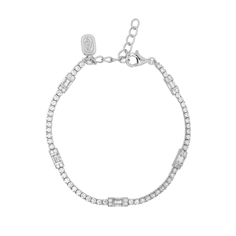 engraved gold bracelet for men-Silver Claribelle Tennis Bracelet