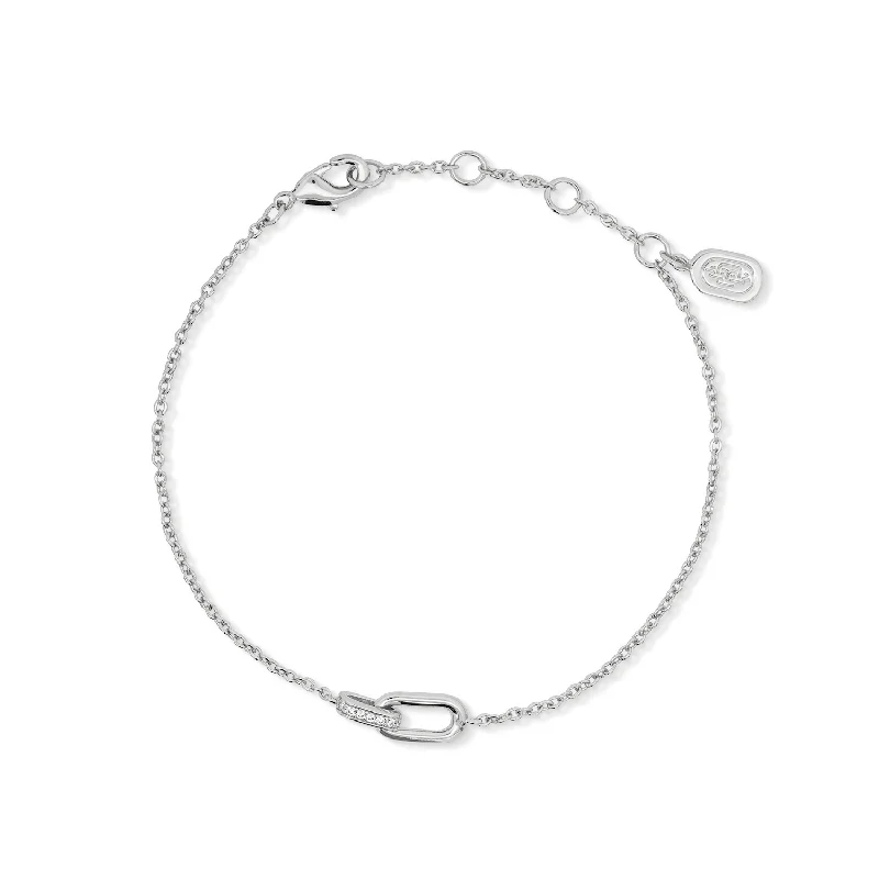 simple leather bracelet with clasp-Silver Courtney Bracelet