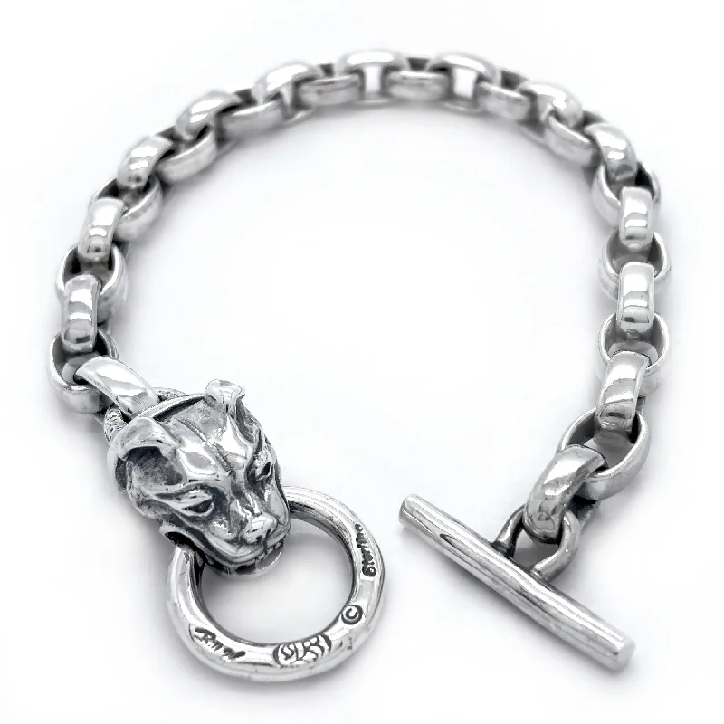 couple’s engraved bracelet set-Small Chain with Dog Head Bracelet