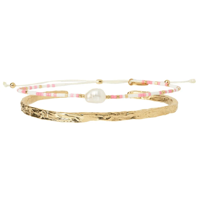 women’s bracelet with crystal beads-Summer Bracelet Stack - Pink