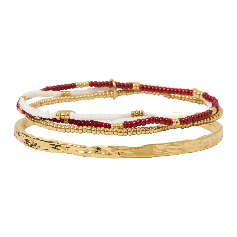 men’s silver bracelet for luxury gift-Sunshine Bracelet Stack - Burgundy