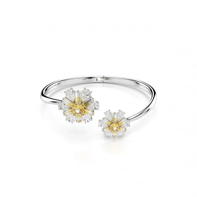 stylish gold bangle bracelet for casual wear-Idyllia Yellow Rhodium Plated Flower Bangle 5679937