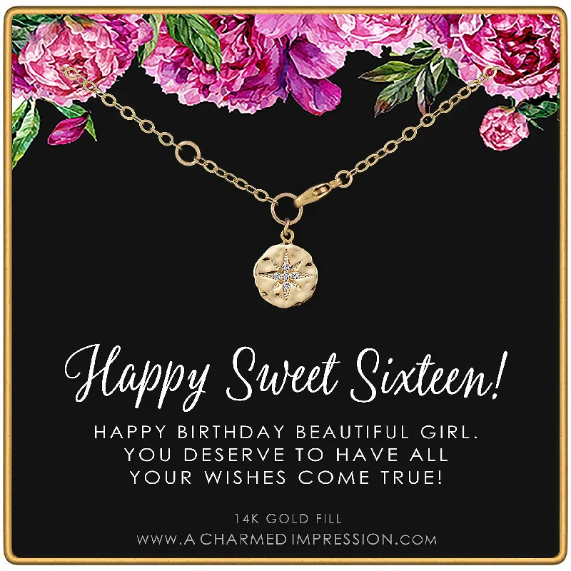 gold bracelet with star charms-Sweet 16 • 16th Birthday Gifts for Teen Girls • Bracelet • CZ Diamond Starburst Charm • Bracelets for Women • Sixteen Birthday Gift for Daughter Best Friend Girlfriend Granddaughter