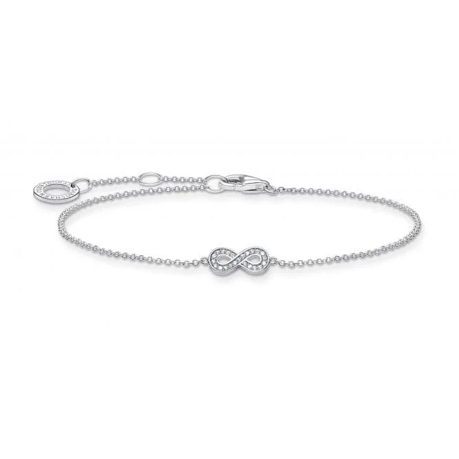 personalized charm bracelet with message-Silver Zirconia Pave Infinity Bracelet A2003-051-14-L19v