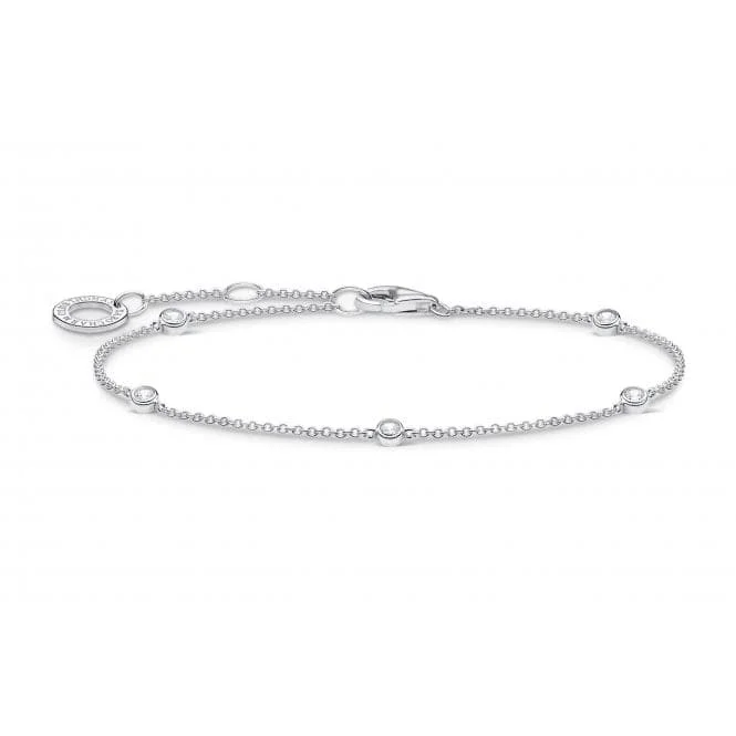 silver bracelet with star charm-Silver Zirconia Bracelet A1999-051-14-L19v