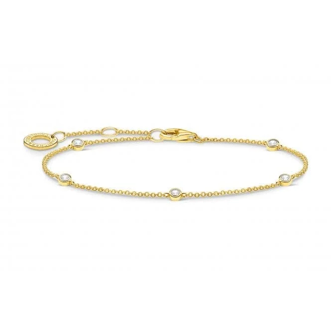 elegant gemstone bracelet for parties-Yellow Gold Zirconia Stone Bracelet A1999-414-14-L19v