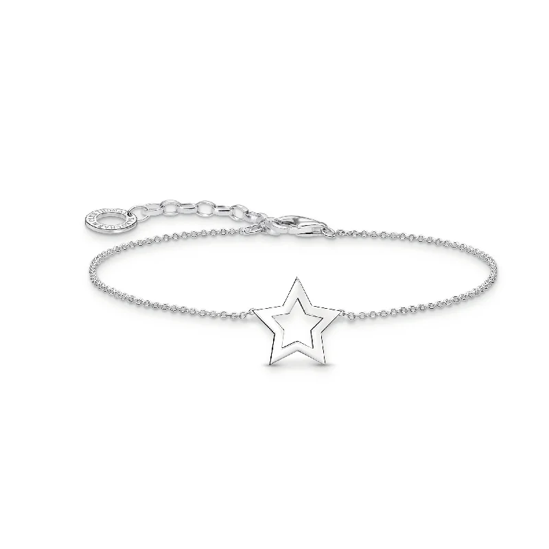 elegant pearl bracelet for wedding-Essentials Sterling Silver Star Bracelet A2162-001-21-L19V