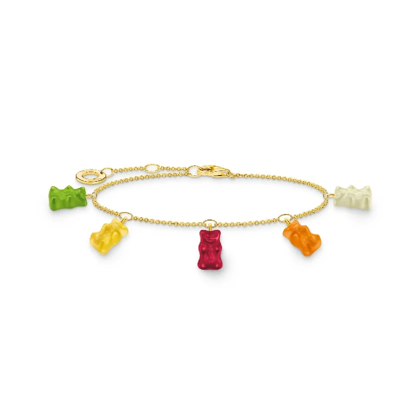 gold bracelet with heart-shaped pendant-Sterling Silver HARIBO Gold Plated Colourful Goldbears Bracelet A2152-413-7-L19V