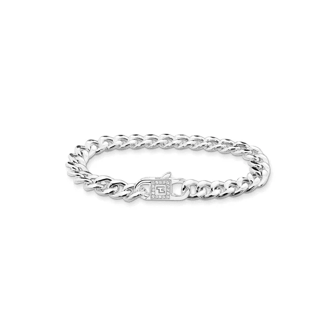 silver bracelet with engraved symbols-Sterling Silver White Links Bracelet A2033-051-14