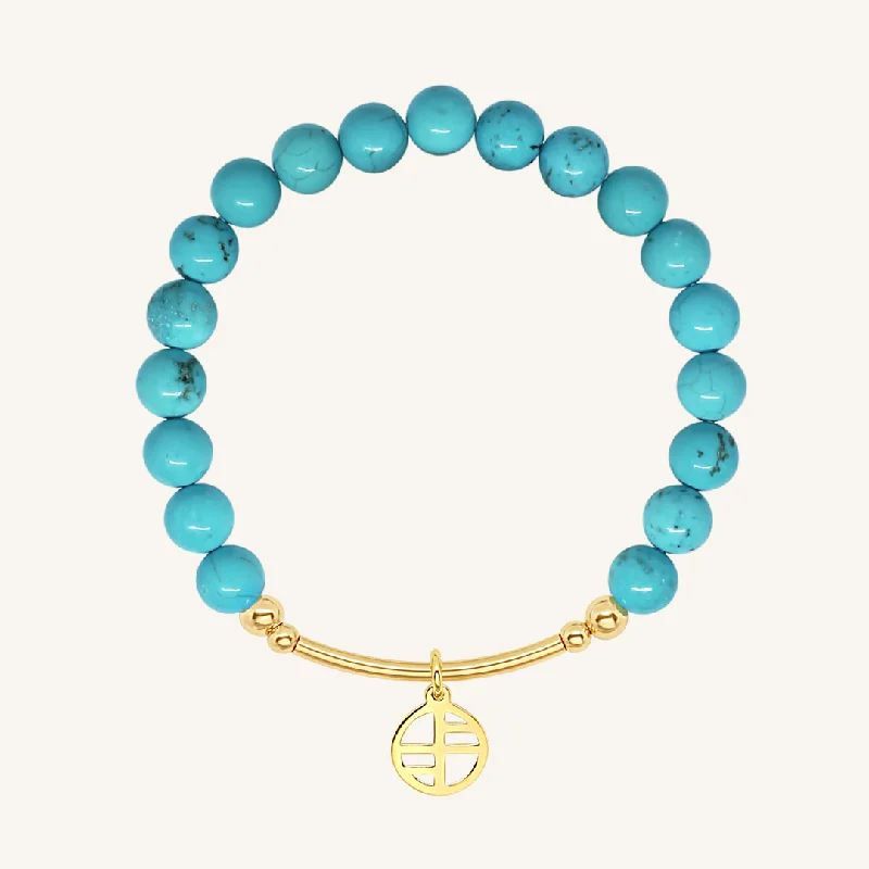 bracelet with initials for couples-Turquoise Charm Bracelet - Stone of Protection