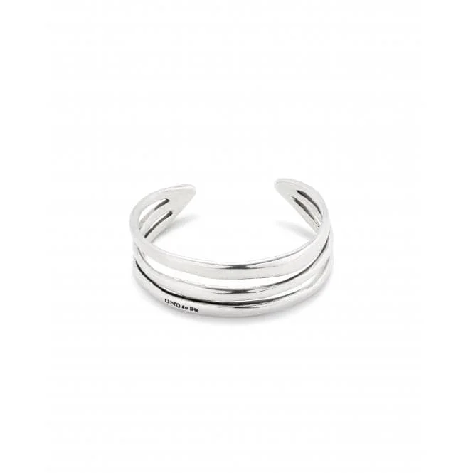 silver cuff bracelet for casual wear-Electrik Rigid Triple Silver Plated Medium Link Inner Bangle PUL2440MTL000