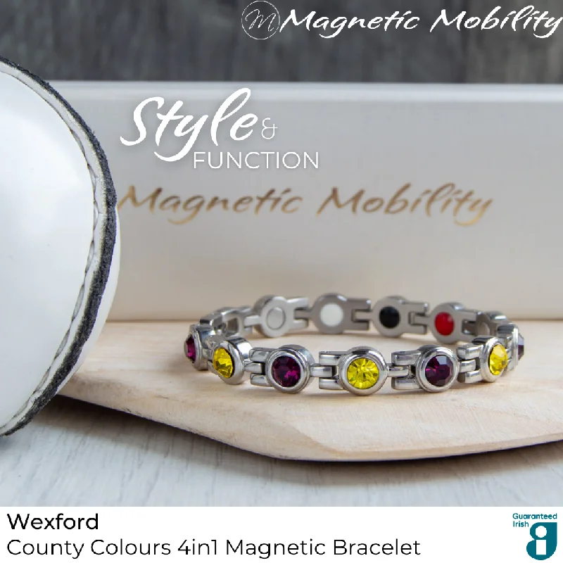 stackable leather bracelets for men-Wexford GAA County Colours Magnetic Bracelet