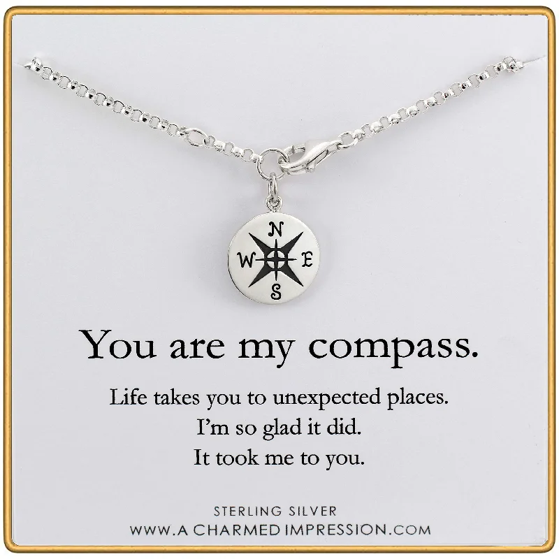 engraved charm bracelet with date-You are My Compass • I'd be Lost Without You • Intentional Charm Bracelet • Unique Handcrafted Gift for Wife/Girlfriend/Best Friend