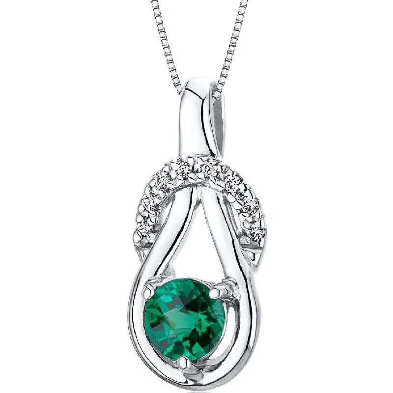 rose gold birthstone necklace -0.5 ct Emerald Pendant in Sterling Silver