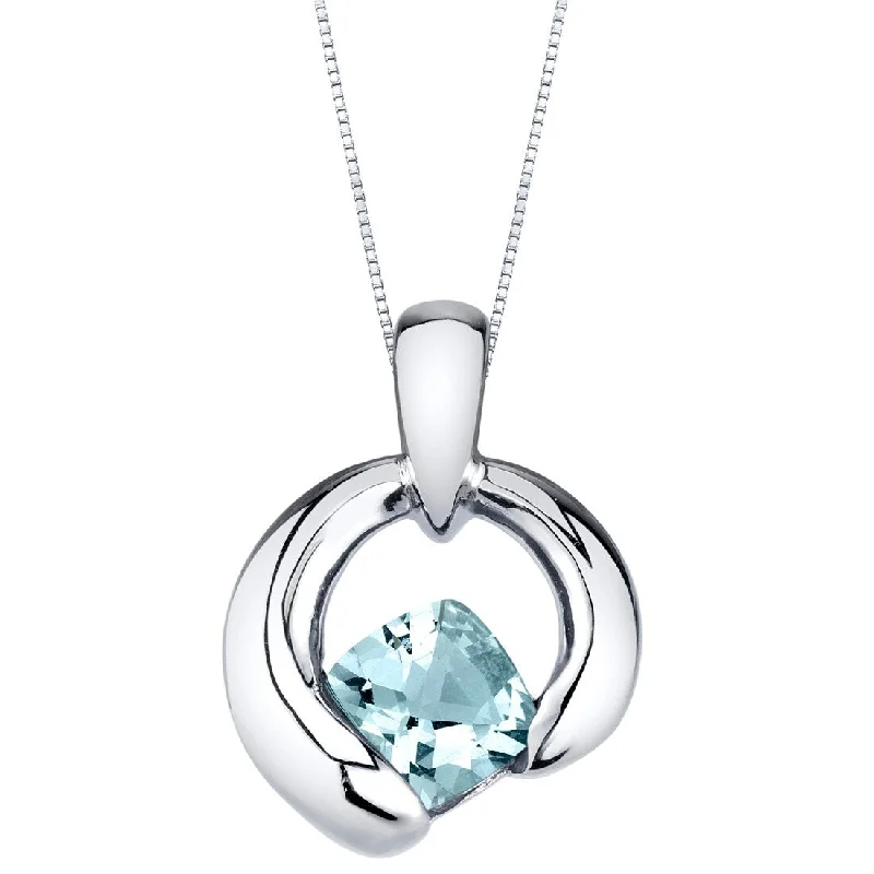 butterfly pendant necklace silver -0.75 ct Aquamarine Pendant in Sterling Silver