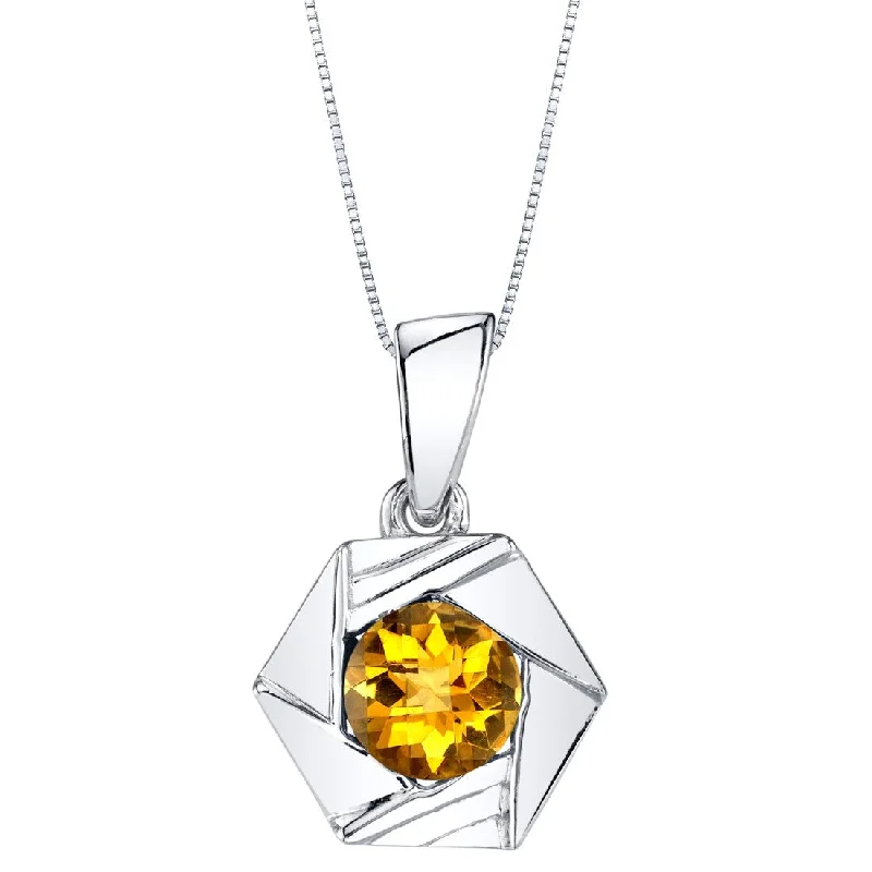 couple’s pendant necklace -0.75 ct Citrine Pendant in Sterling Silver