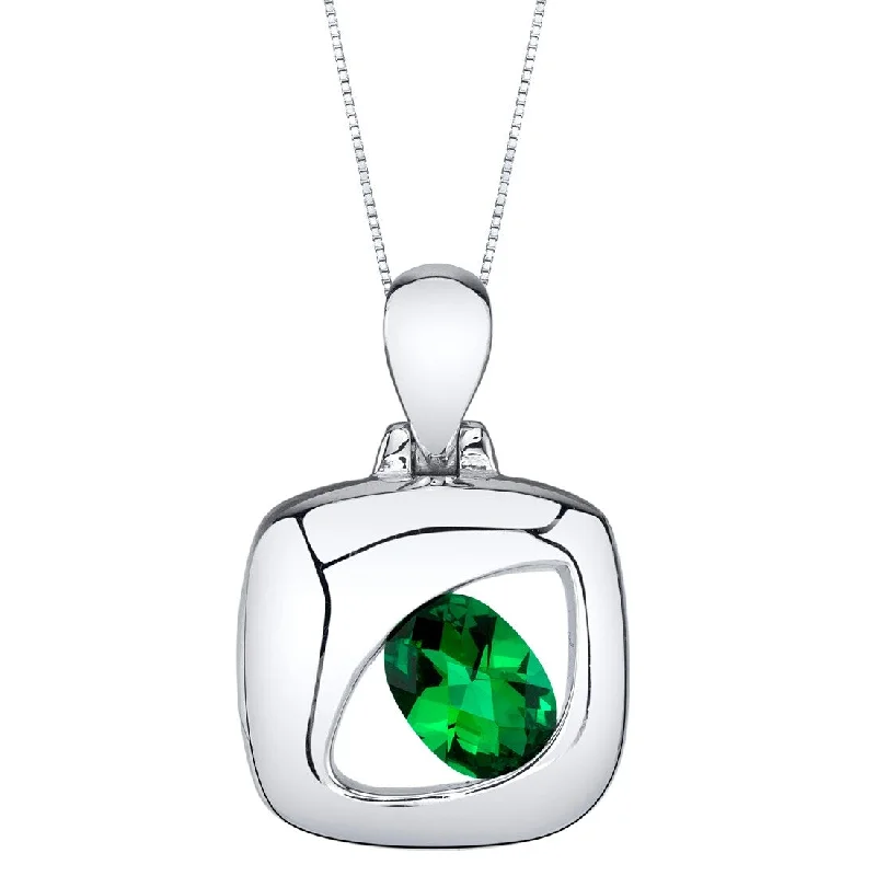 personalized gold choker -0.75 ct Emerald Pendant in Sterling Silver