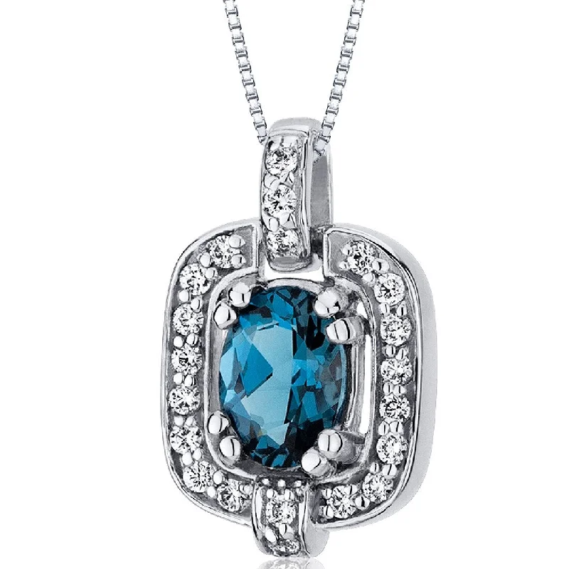 men’s leather necklace -0.75 ct London Blue Topaz Pendant in Sterling Silver