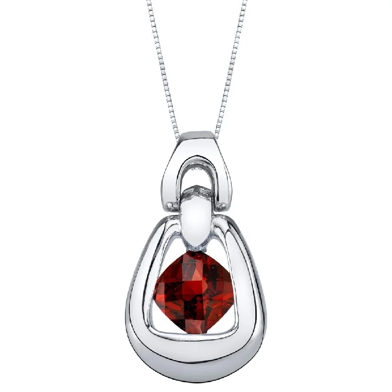 luxury diamond pendant necklace -1.25 ct Garnet Pendant in Sterling Silver