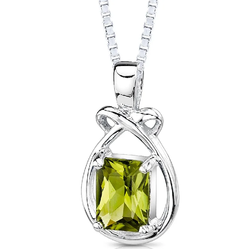 fashion statement necklace gold -1.5 ct Peridot Pendant in Sterling Silver