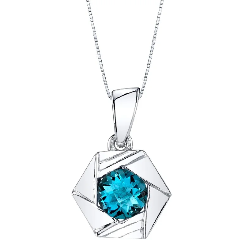 pendant necklace for brides -1 ct London Blue Topaz Pendant in Sterling Silver