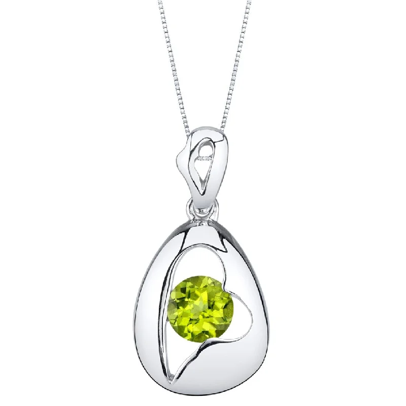 personalized gold heart necklace -1 ct Peridot Pendant in Sterling Silver