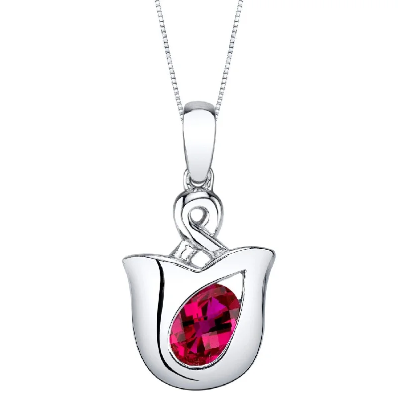 crystal necklace for women -1 ct Ruby Pendant in Sterling Silver