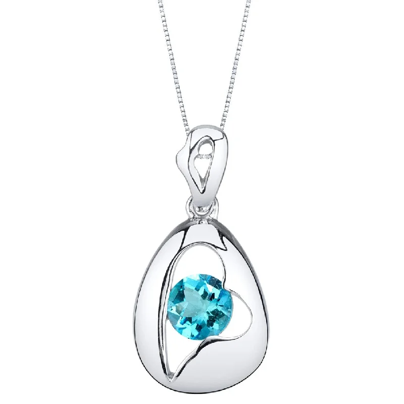 personalized charm necklace -1 ct Swiss Blue Topaz Pendant in Sterling Silver