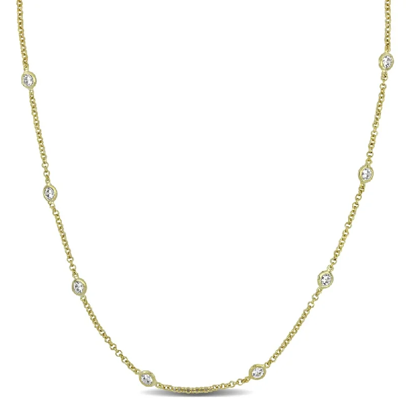 women’s vintage necklace -10ct TW Cubic Zirconia by the Yard Station Necklace in Yellow Plated Sterling Silver by Miadora