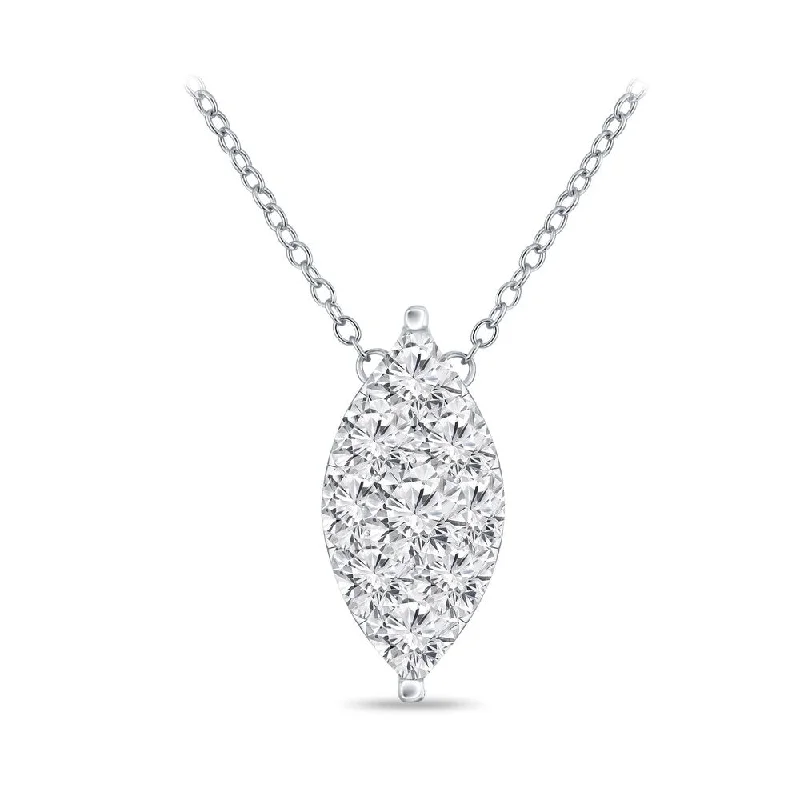 simple silver chain pendant -14k Gold Marquise Shaped 1/3ct TDW Pave Diamond Necklace by Auriya (H-I, I1-I2)