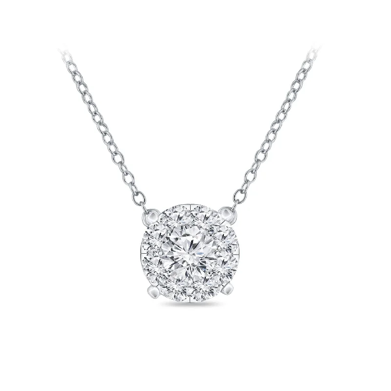 silver coin necklace -14k Gold Round Shaped 1/10ct TDW Pave Diamond Necklace by Auriya (H-I, I1-I2)