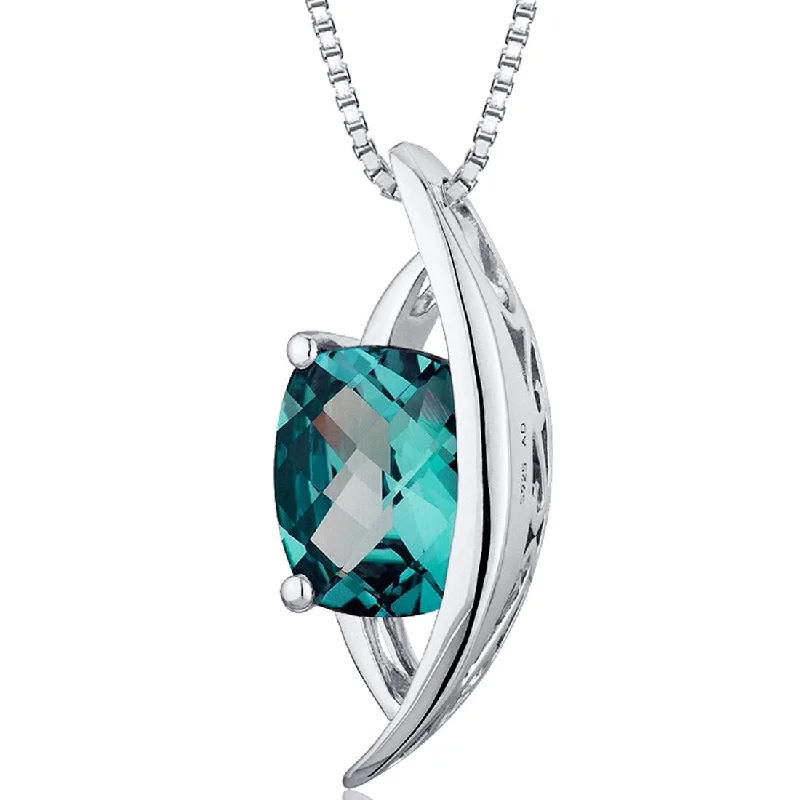 gold leaf necklace -2 ct Alexandrite Pendant in Sterling Silver