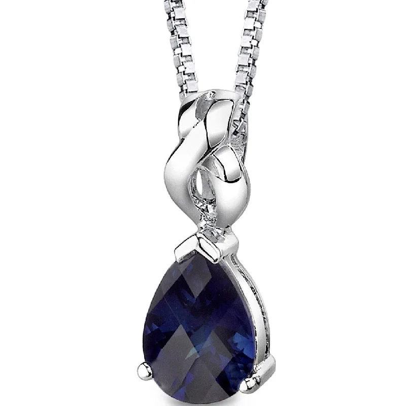 personalized necklace for her -3 ct Blue Sapphire Pendant in Sterling Silver