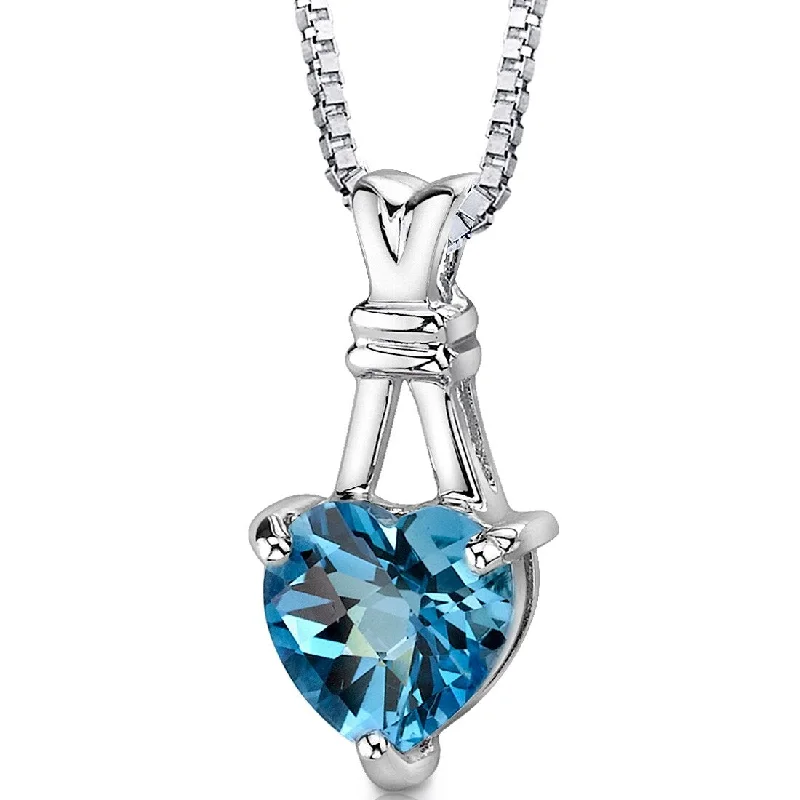 personalized infinity necklace -3 ct Swiss Blue Topaz Pendant in Sterling Silver