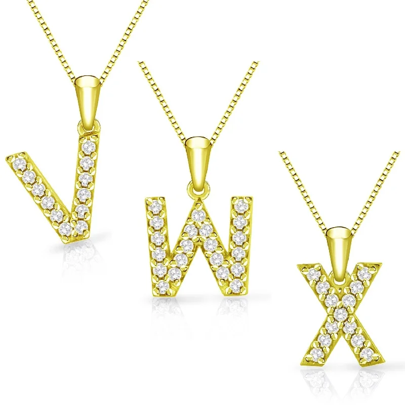 luxury cross pendant necklace -Auriya 1/10ctw Pave Accent Diamond Initial Pendant Necklace 14k Yellow Gold (I-J, I1-I2)