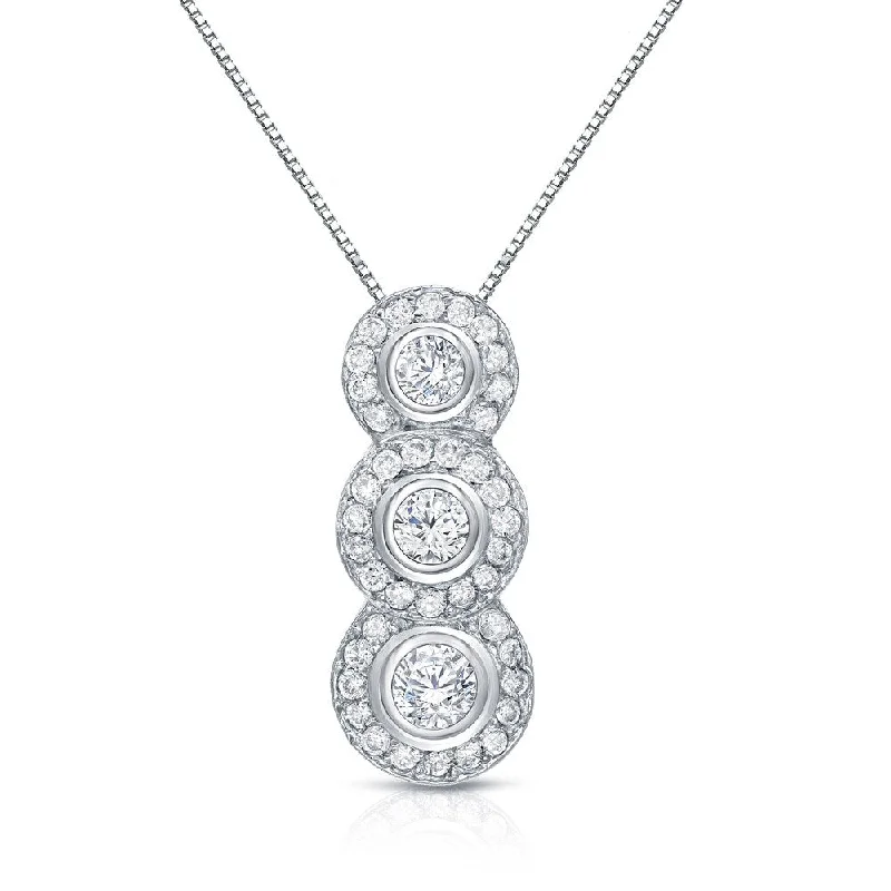 necklace with initials pendant -Auriya 14k White Gold 3/4ct TDW Bezel-set Diamond Necklace (H-I, SI1-SI2)