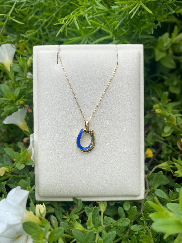 gold hoop pendant necklace -Diamond and Enamel Reversible Necklace