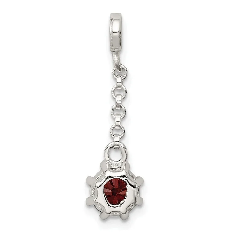 gold heart pendant necklace -Diamond2Deal 925 Sterling Silver Dark Red CZ 1/2" Dangle Enhancer Pendant (L- 26 mm, W- 8 mm)