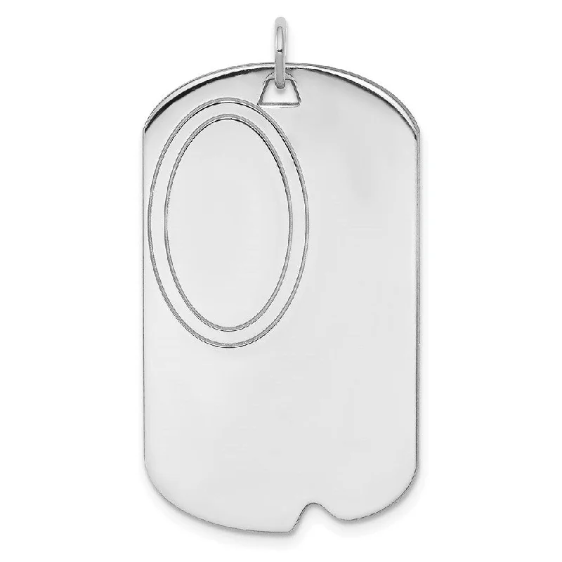 silver crystal pendant necklace -Diamond2Deal 925 Sterling Silver Engraveable Dog Tag Polished Front Satin Back Disc Pendant (L- 41 mm, W- 21 mm)