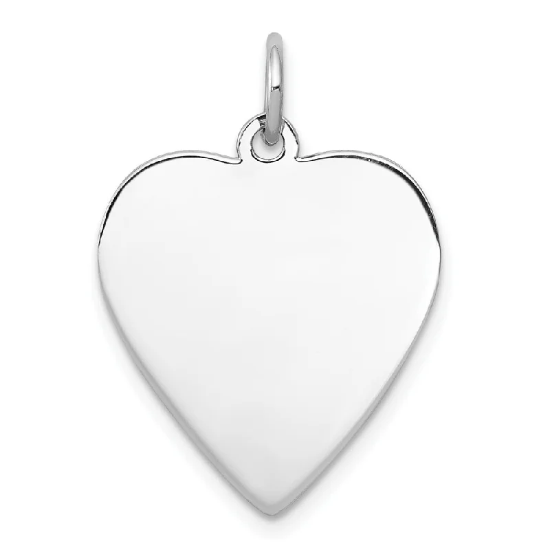 gold and pearl necklace -Diamond2Deal 925 Sterling Silver Engraveable Heart Polished Front Satin Back Disc Pendant (L- 25 mm, W- 18 mm)