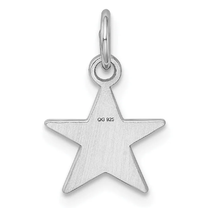 diamond heart pendant necklace -Diamond2Deal 925 Sterling Silver Engraveable Star Disc Pendant (L- 17 mm, W- 11 mm)