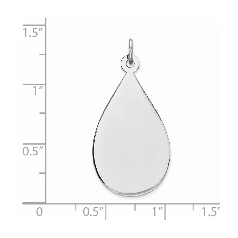 bohemian pendant necklace -Diamond2Deal 925 Sterling Silver Engraveable Teardrop Polished Front Satin Back Disc Pendant (L- 32 mm, W- 17 mm)