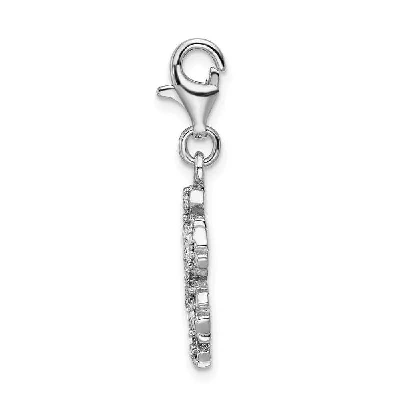 unique pendant for necklace -Diamond2Deal 925 Sterling Silver Glass Stone Snowflake Lobster Clasp Pendant (L- 38 mm, W- 15 mm)