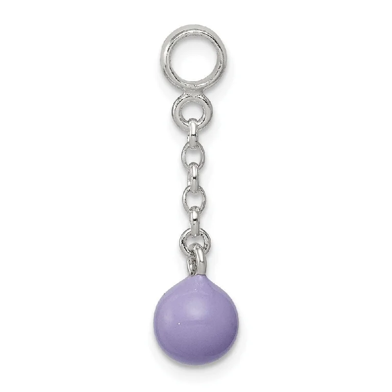 personalized gemstone necklace -Diamond2Deal 925 Sterling Silver Lilac Enamel Bead 1/2" Dangle Enhancer Pendant (L- 29 mm, W- 8 mm)