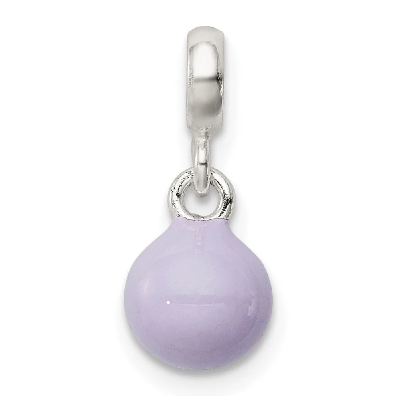 unique silver charm necklace -Diamond2Deal 925 Sterling Silver Lilac Enamel Bead Enhancer Pendant (L- 17 mm, W- 8 mm)