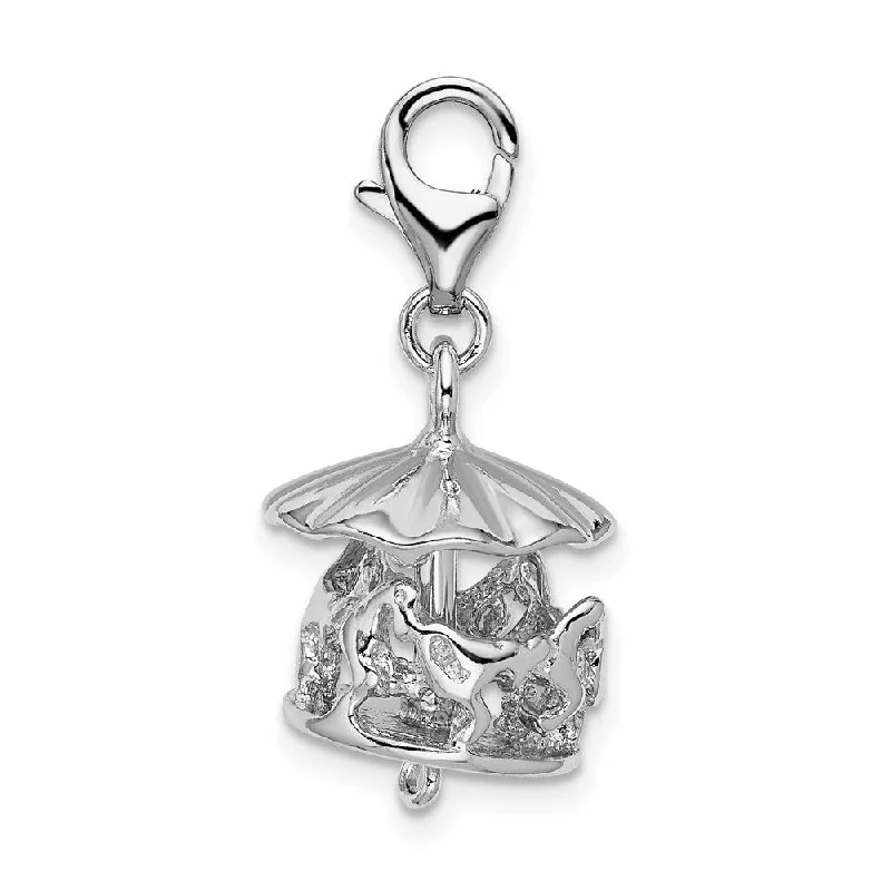 vintage pendant necklace for women -Diamond2Deal 925 Sterling Silver Moveable Carousel Lobster Clasp Pendant (L- 35 mm, W- 13 mm)