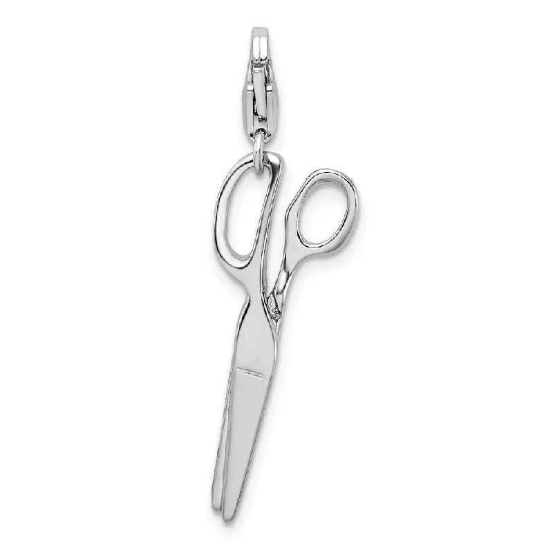 personalized infinity chain -Diamond2Deal 925 Sterling Silver Polished Movable Scissors Lobster Clasp Pendant (L- 44 mm, W- 16 mm)