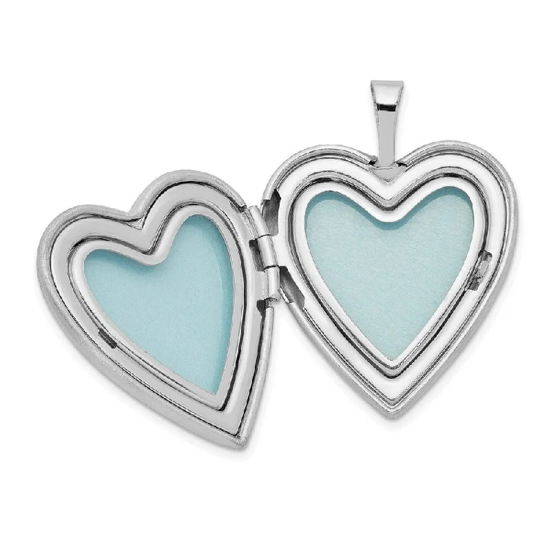 sterling silver heart pendant -Diamond2Deal 925 Sterling Silver Rhod-plated Polished/Satin 20mm Forever in my Heart Locket