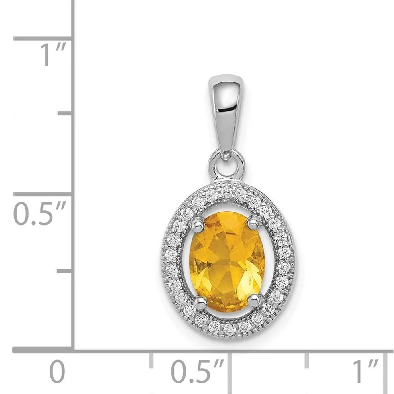 layered crystal necklace -Diamond2Deal 925 Sterling Silver Rhod-plated Yellow and White Cubic Zirconia Oval Pendant