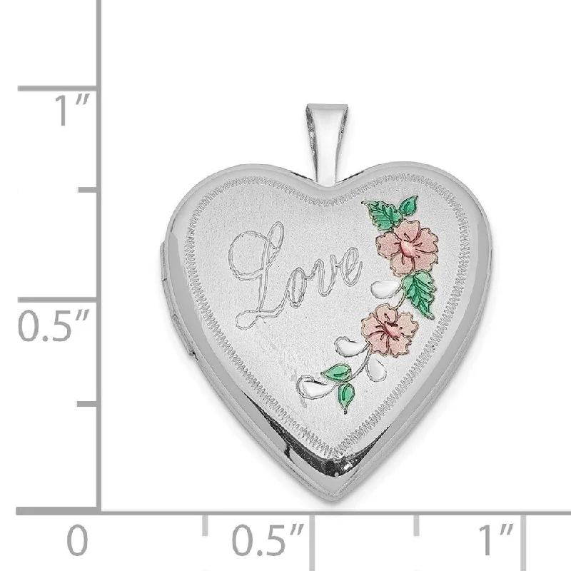 boho jewelry necklace -Diamond2Deal 925 Sterling Silver Rhodium-plated 20mm Diamond Cut and Enameled Love Heart Locket